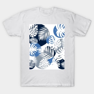 White leaves with blue and gray dots T-Shirt